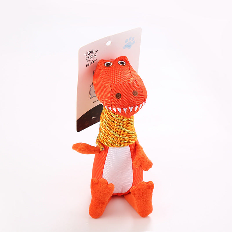 Peluche Mordedor Dinosaurio DinoPaws™ - Con Sonido Interactivo y Textura Dental para Perros