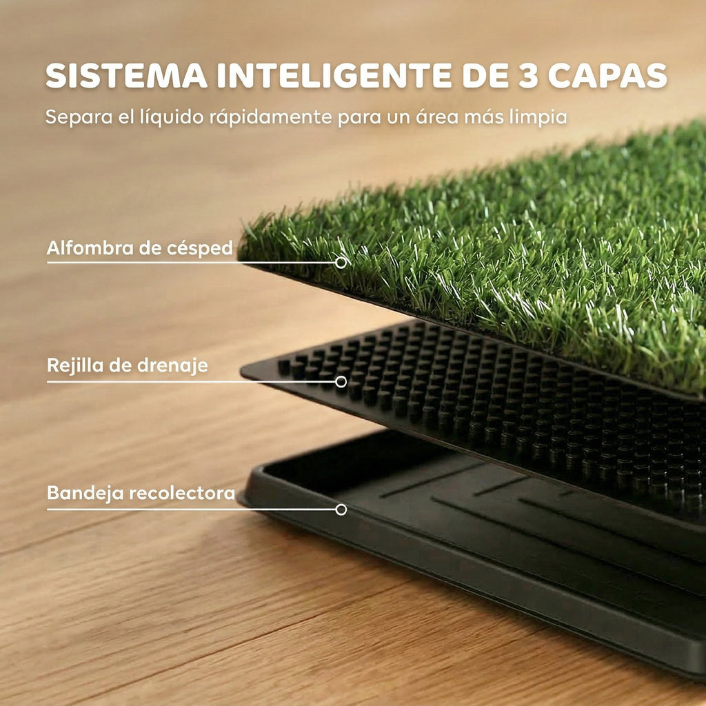 PawHut Inodoro para Perros con Césped Artificial 76x50,5 cm Bandeja Sanitaria para Perros para Entrenamiento con Drenaje Verde