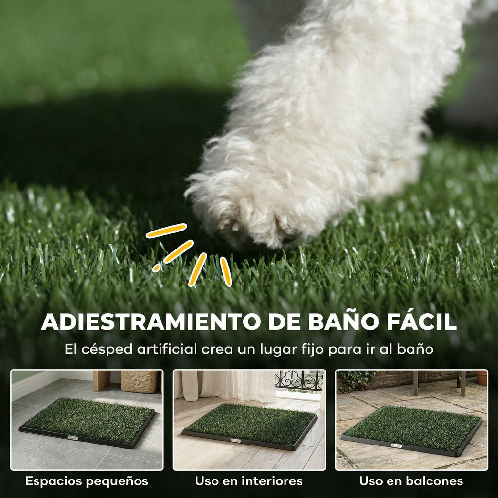 PawHut Inodoro para Perros con Césped Artificial 76x50,5 cm Bandeja Sanitaria para Perros para Entrenamiento con Drenaje Verde