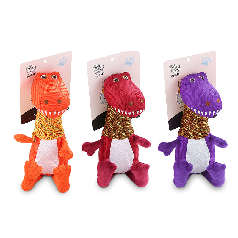 Peluche Mordedor Dinosaurio DinoPaws™ - Con Sonido Interactivo y Textura Dental para Perros