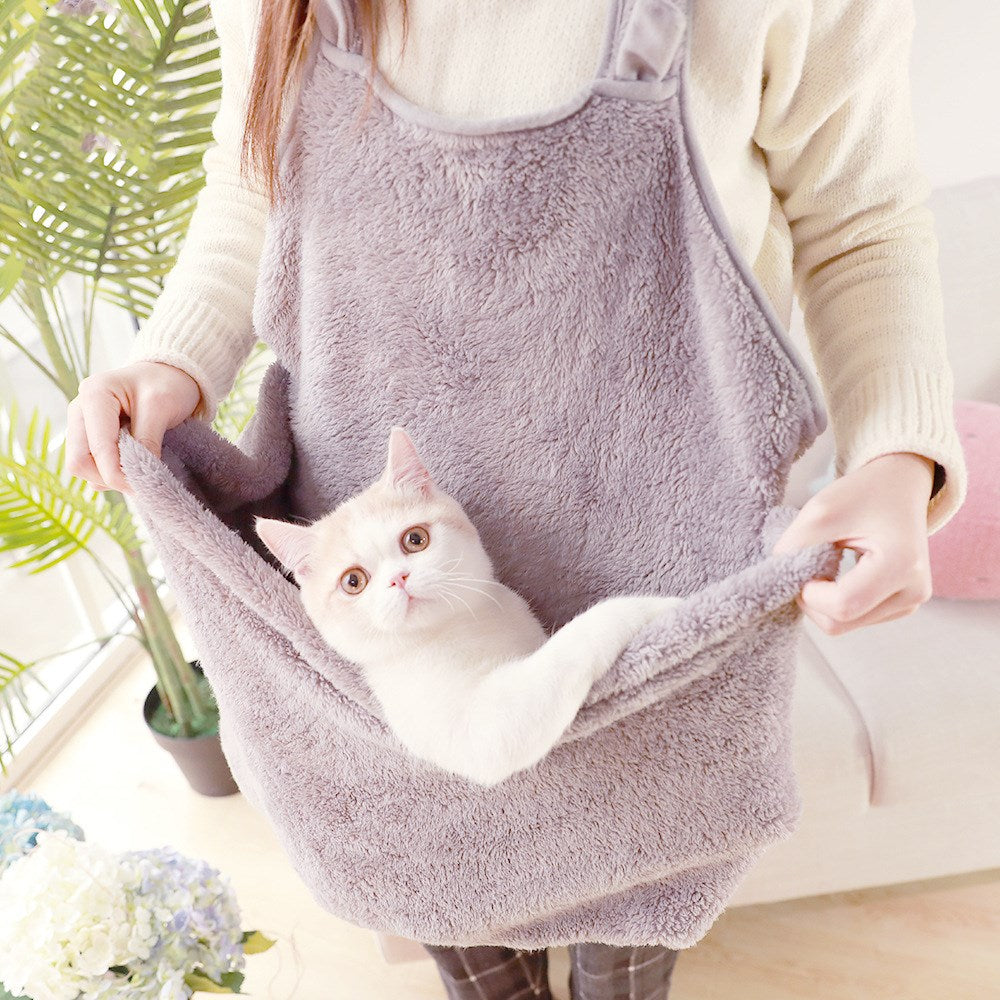 Mochila Canguro de Felpa PawsPack™ Para Gatos Transportadora de Doble Hombro