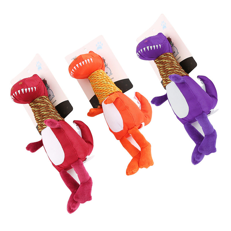 Peluche Mordedor Dinosaurio DinoPaws™ - Con Sonido Interactivo y Textura Dental para Perros