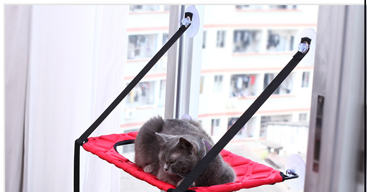 Hamaca para Gatos Montada en Ventana con Ventosas (Simple/Doble)