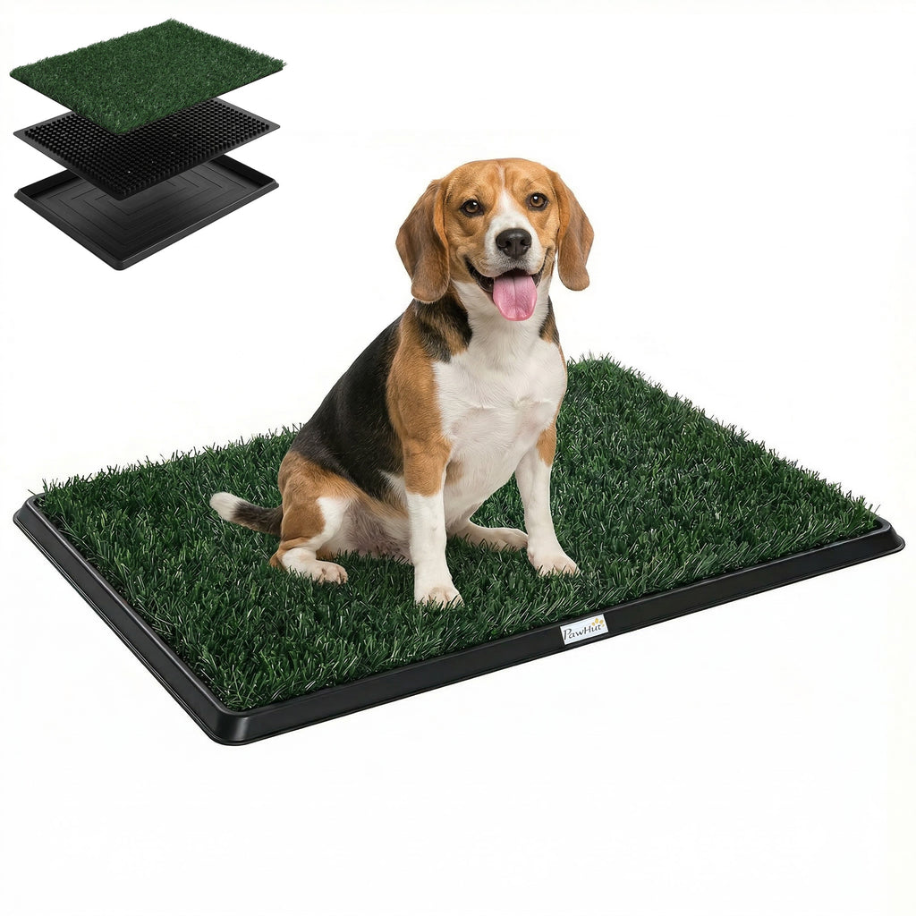 PawHut Inodoro para Perros con Césped Artificial 76x50,5 cm Bandeja Sanitaria para Perros para Entrenamiento con Drenaje Verde