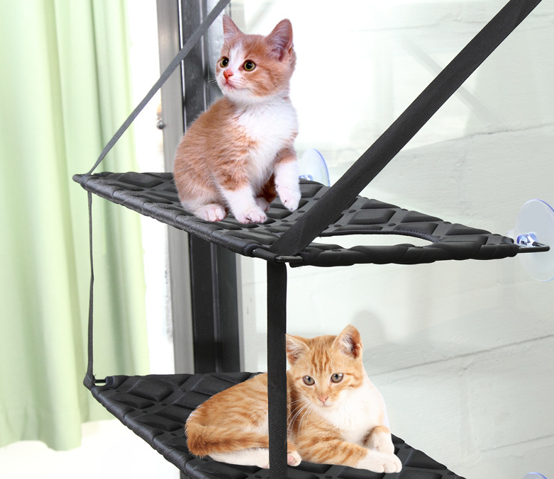 Hamaca para Gatos Montada en Ventana con Ventosas (Simple/Doble)