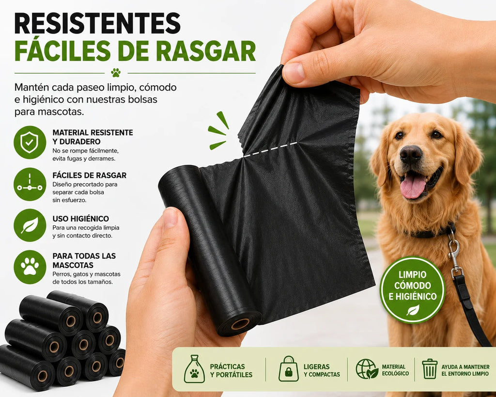 600/900 Bolsas Higiénicas para Perros, Rollos Recoge Excrementos Resistentes Antifugas para Mascotas