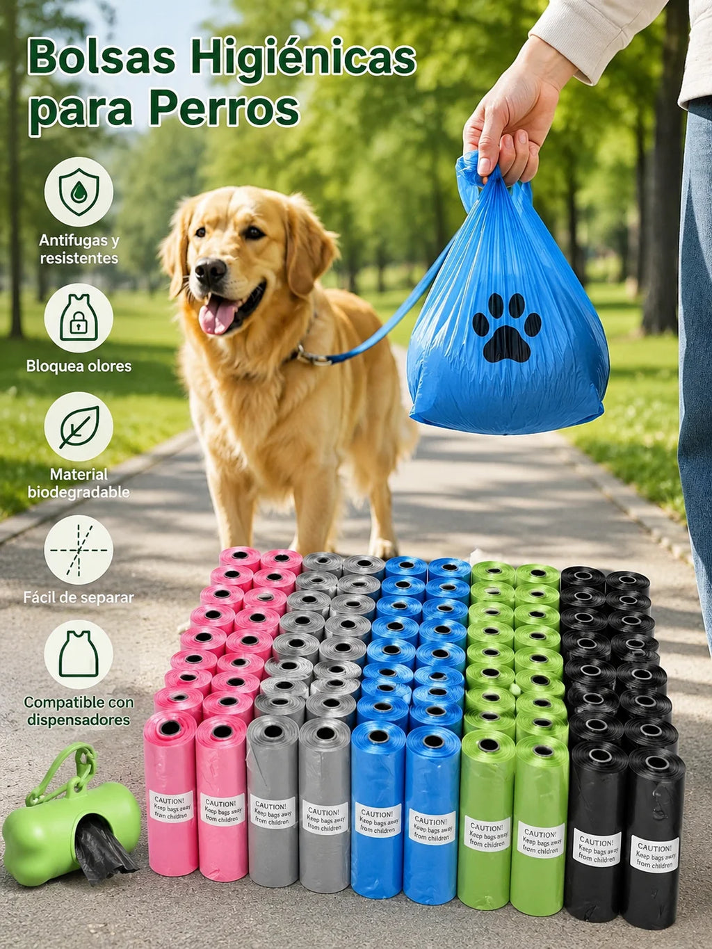 600/900 Bolsas Higiénicas para Perros, Rollos Recoge Excrementos Resistentes Antifugas para Mascotas