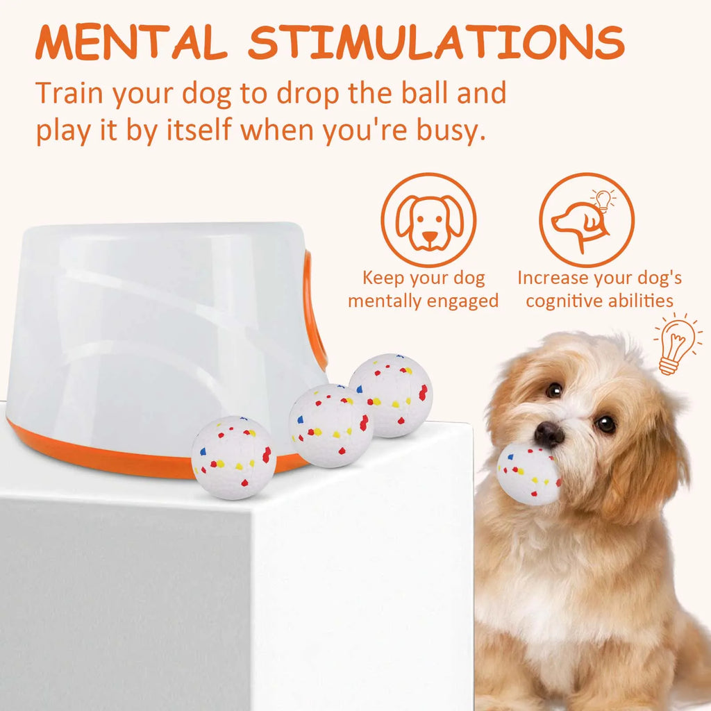 Juguetes para Perros al Aire Libre, Juguete Interactivo para Lanzar Pelotas para Cachorros y Perros Medianos, Lanzador Automático de Pelotas para Entrenamiento de Perros, Distancia Ajustable de 19/32/45 pies