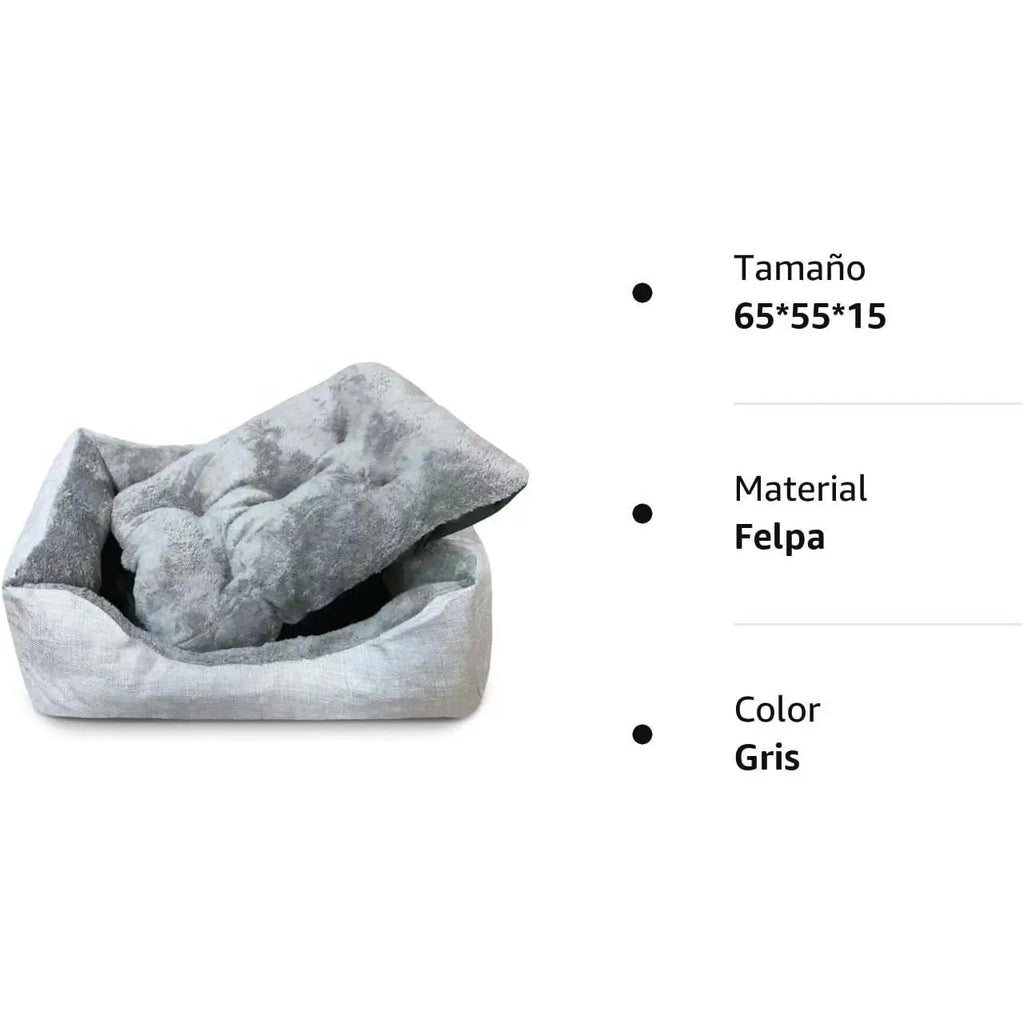 Cama para Perros y Gatos de Felpa con Cojín Extraíble