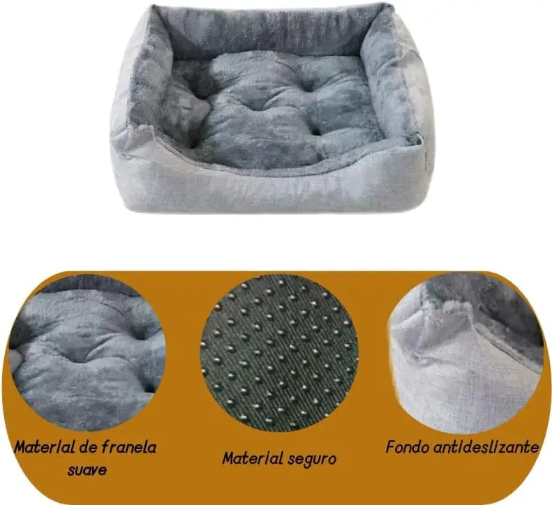 Cama para Perros y Gatos de Felpa con Cojín Extraíble