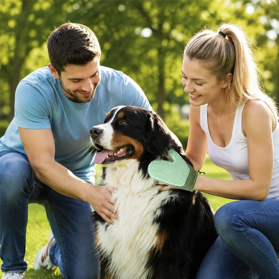 Guante Quitapelos Mascotas ProGroom™ - Doble Cara de Silicona y Malla Transpirable