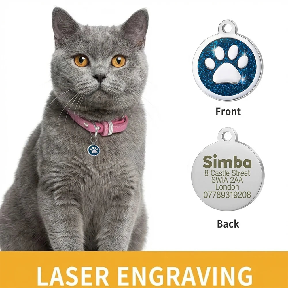 Placa Personalizada Brillante PawsID™ para Perros y Gatos - Grabado Gratis y Antipérdida