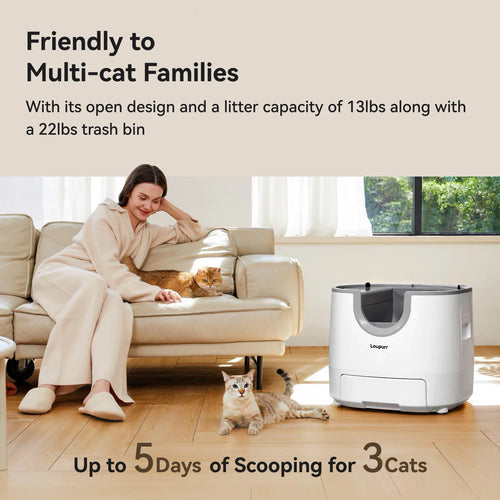 Anuncio Arenero Autolimpiable Inteligente Gatos Loupurr™ L1 Pro (Sistema Abierto con Sensores de Seguridad)