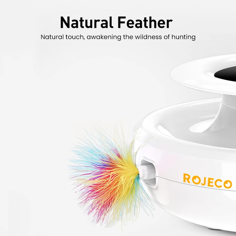 Juguete Robótico Inteligente para Gatos ROJECO™ 2 en 1 - Con Plumas y Bola Automática