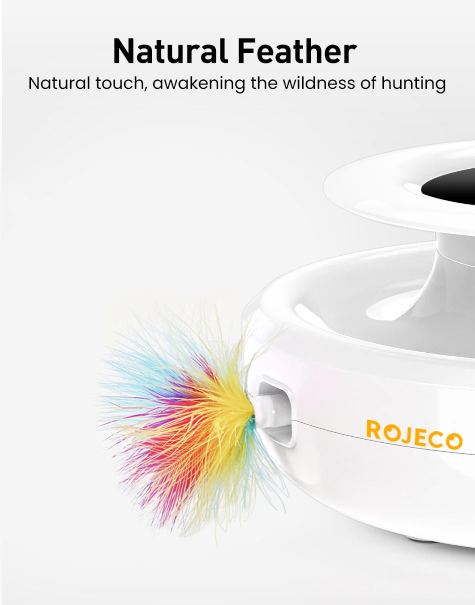 Juguete Robótico Inteligente para Gatos ROJECO™ 2 en 1 - Con Plumas y Bola Automática