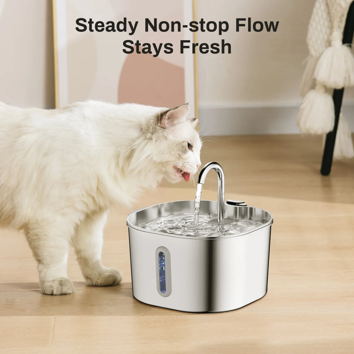 Fuente de Agua Inteligente Mascotas de Acero Inoxidable AquaPaws™ (2.2L) - Con Filtro y Bomba Ultra Silenciosa