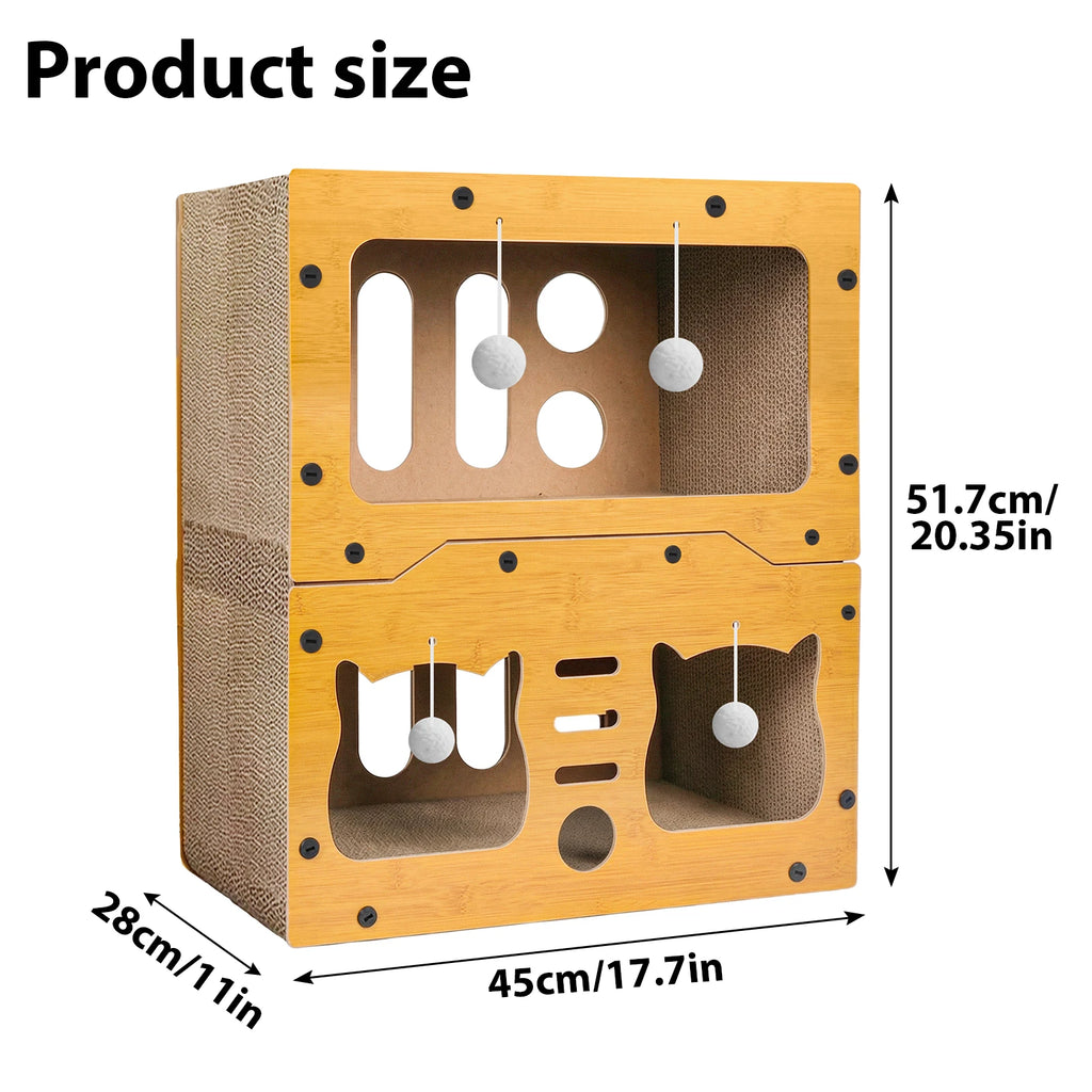 Casa de Cartón y Sisal para Gatos - Mueble Rascador de 3 Niveles PawsCastle™