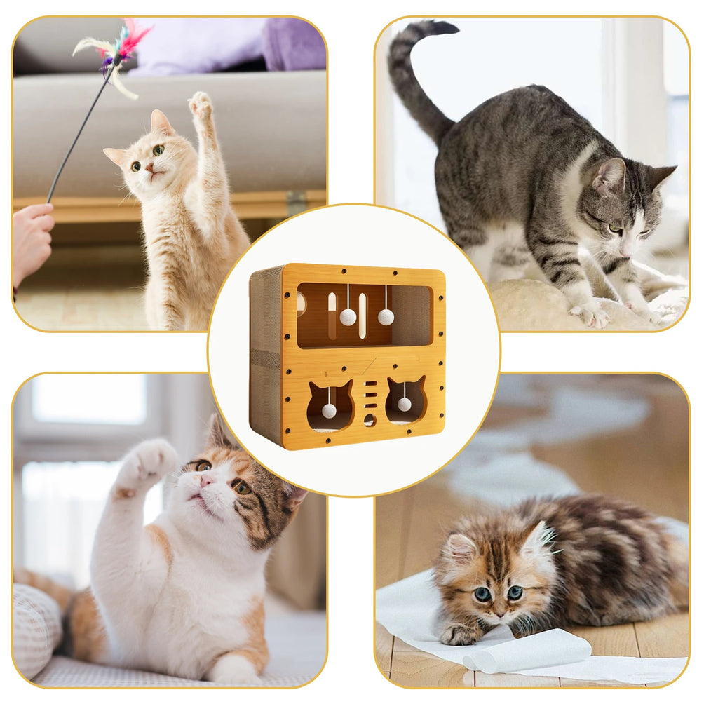 Casa de Cartón y Sisal para Gatos - Mueble Rascador de 3 Niveles PawsCastle™