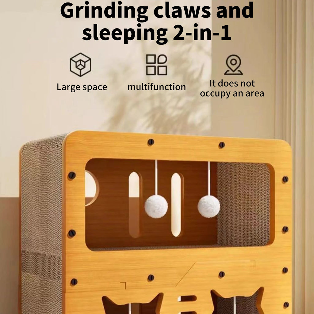 Casa de Cartón y Sisal para Gatos - Mueble Rascador de 3 Niveles PawsCastle™