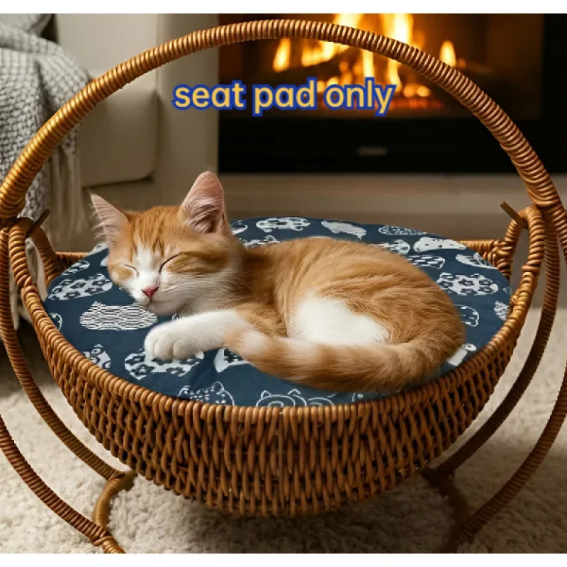 Cama Redonda Universal para Mascotas para Todas las Estaciones, Colchoneta Suave y Cómoda para Gatos, Cojín Portátil Duradero y Resistente a los Arañazos para Uso en Interiores y Exteriores
