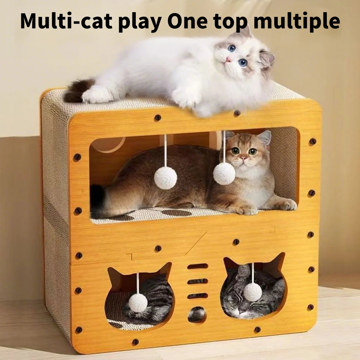 Casa de Cartón y Sisal para Gatos - Mueble Rascador de 3 Niveles PawsCastle™