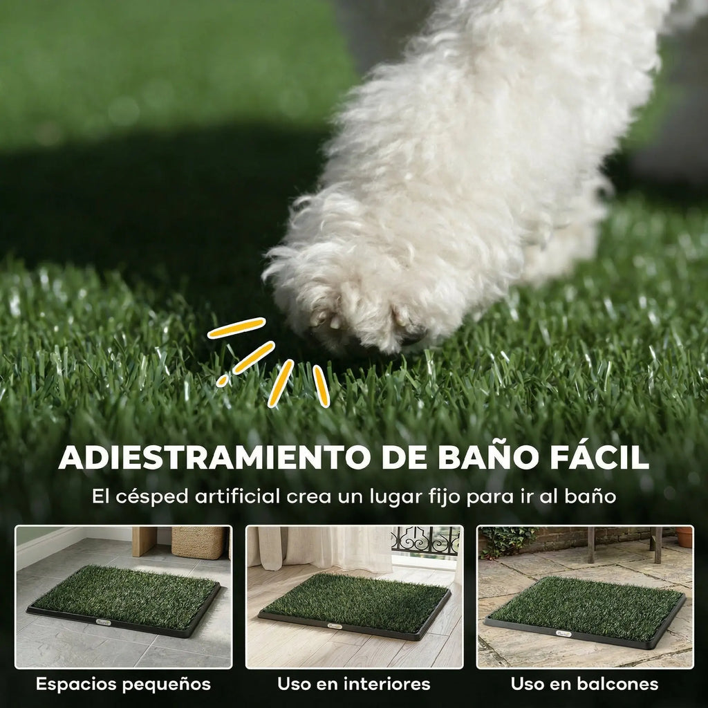 PawHut Inodoro para Perros con Césped Artificial 76x50,5 cm Bandeja Sanitaria para Perros para Entrenamiento con Drenaje Verde