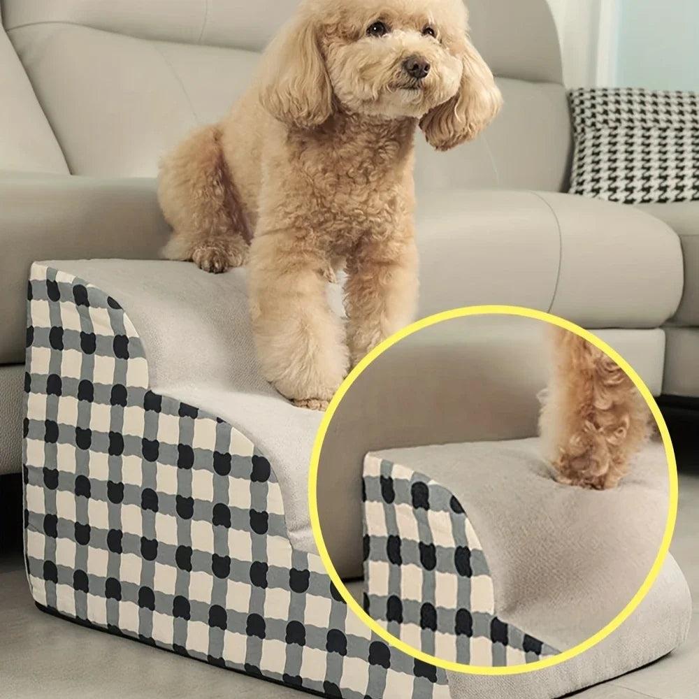 1 unidad de escaleras para mascotas de 3 peldaños, para sofás y camas, ideales para perros pequeños y de edad avanzada. Escaleras portátiles antideslizantes para aliviar las molestias en las articulaciones. Escaleras para