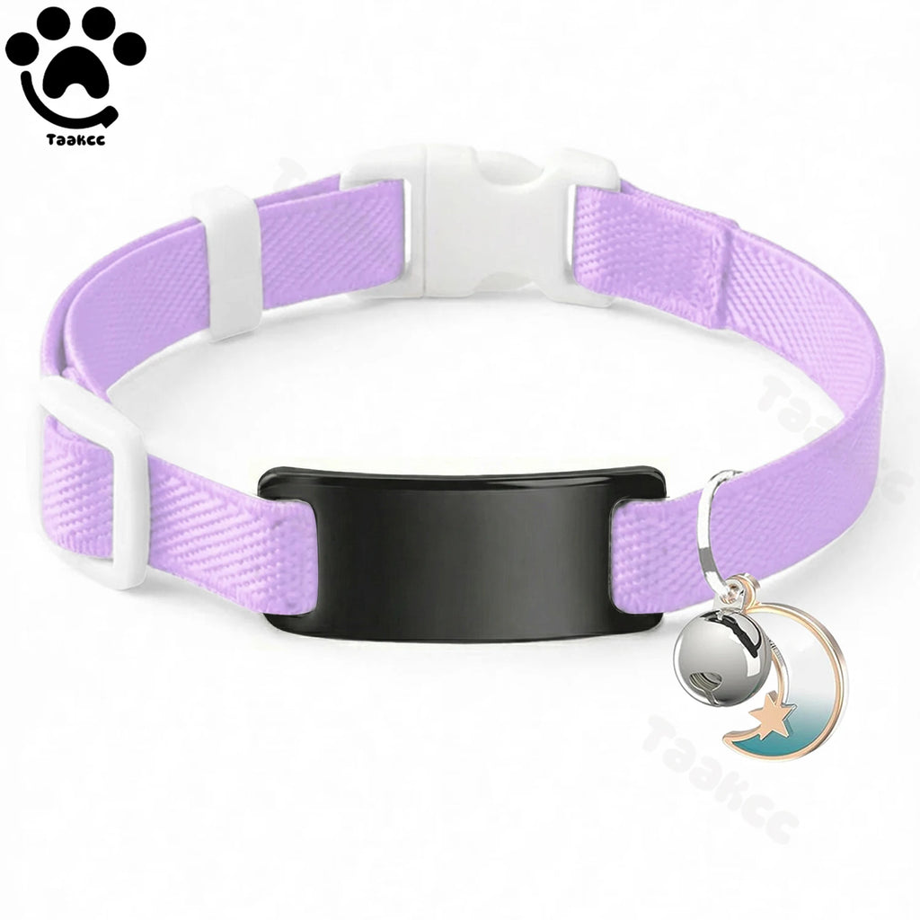 Collar Elástico Personalizado LunaPaws™ Gatos - Placa Antipérdida Silenciosa con Grabado Gratis