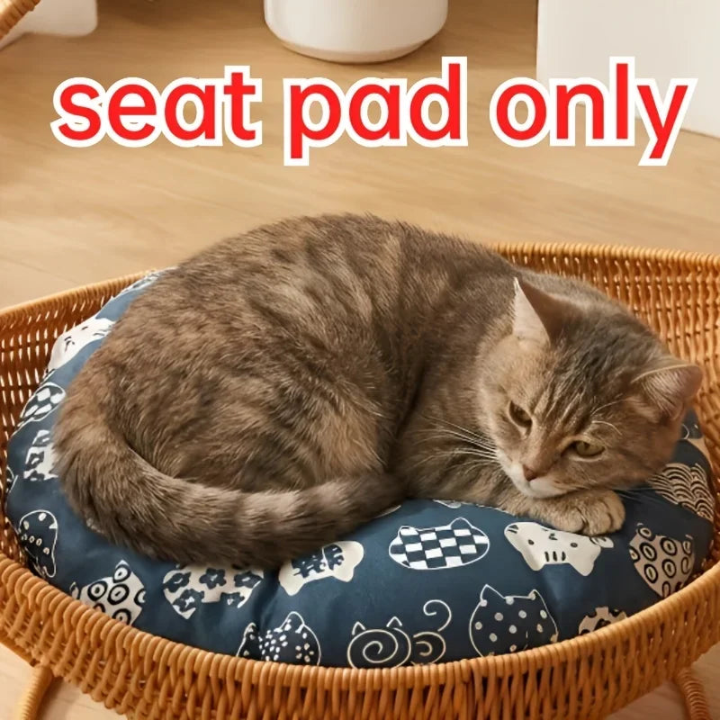 Cama Redonda Universal para Mascotas para Todas las Estaciones, Colchoneta Suave y Cómoda para Gatos, Cojín Portátil Duradero y Resistente a los Arañazos para Uso en Interiores y Exteriores