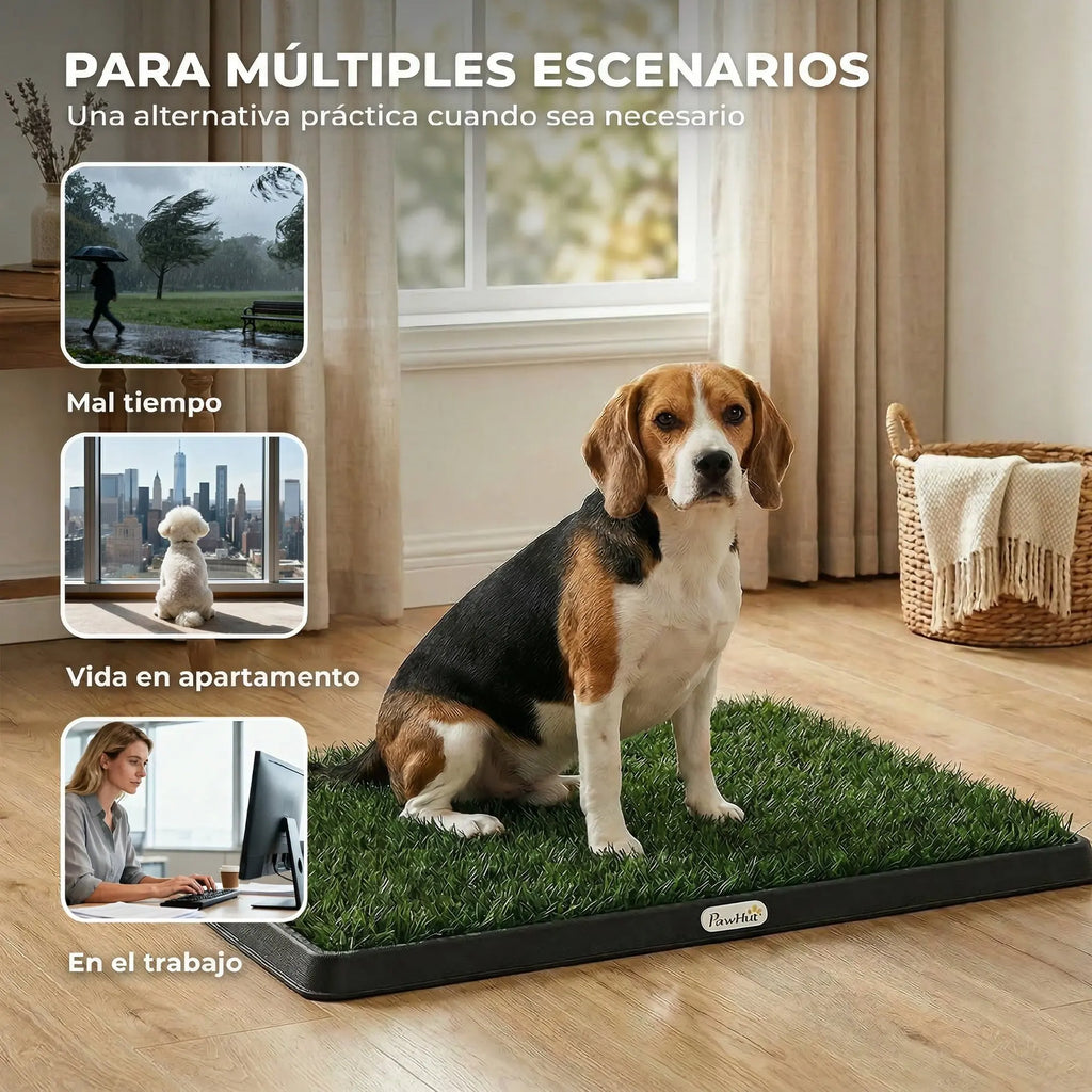 PawHut Inodoro para Perros con Césped Artificial 76x50,5 cm Bandeja Sanitaria para Perros para Entrenamiento con Drenaje Verde