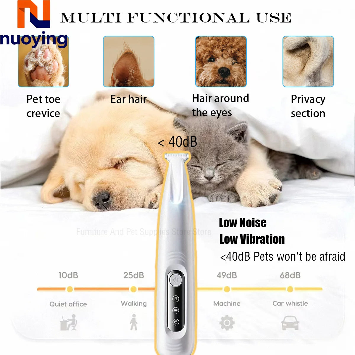Nuevo Recortador de PeloProTrim™ LED  para Mascotas Silencioso Impermeable con Pantalla LED