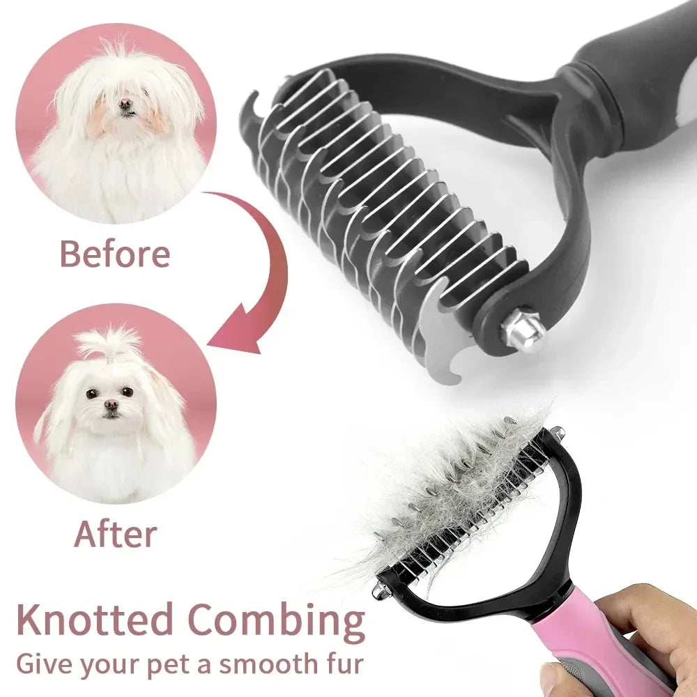 Peine Deslanador Profesional KnotFree™ Mascotas - Doble Cara de Acero Inoxidable