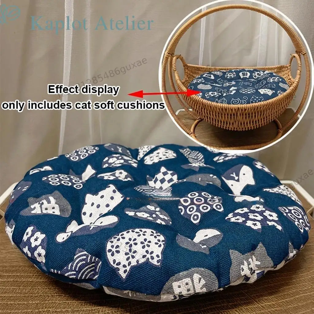 Cama Redonda Universal para Mascotas para Todas las Estaciones, Colchoneta Suave y Cómoda para Gatos, Cojín Portátil Duradero y Resistente a los Arañazos para Uso en Interiores y Exteriores