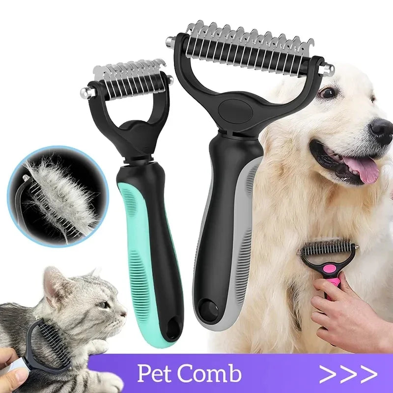 Peine Deslanador Profesional KnotFree™ Mascotas - Doble Cara de Acero Inoxidable