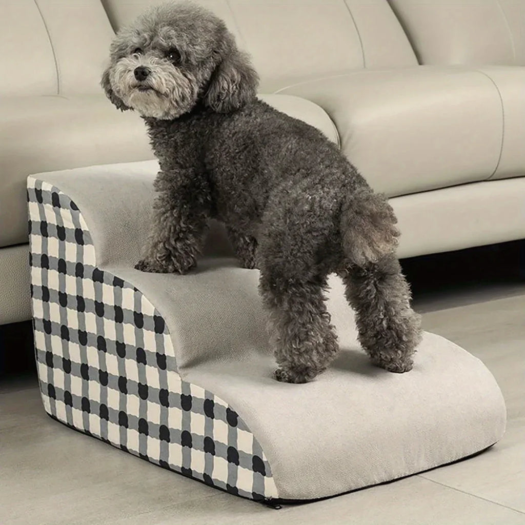 1 unidad de escaleras para mascotas de 3 peldaños, para sofás y camas, ideales para perros pequeños y de edad avanzada. Escaleras portátiles antideslizantes para aliviar las molestias en las articulaciones. Escaleras para