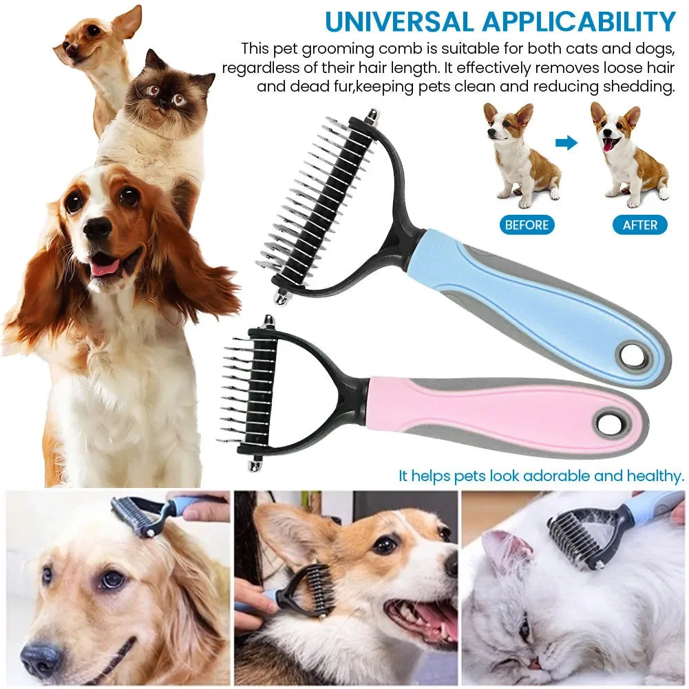Peine Deslanador Profesional KnotFree™ Mascotas - Doble Cara de Acero Inoxidable