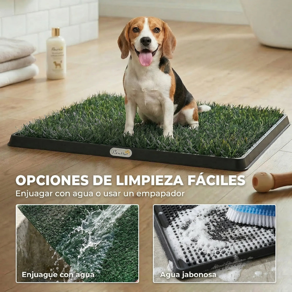 PawHut Inodoro para Perros con Césped Artificial 76x50,5 cm Bandeja Sanitaria para Perros para Entrenamiento con Drenaje Verde