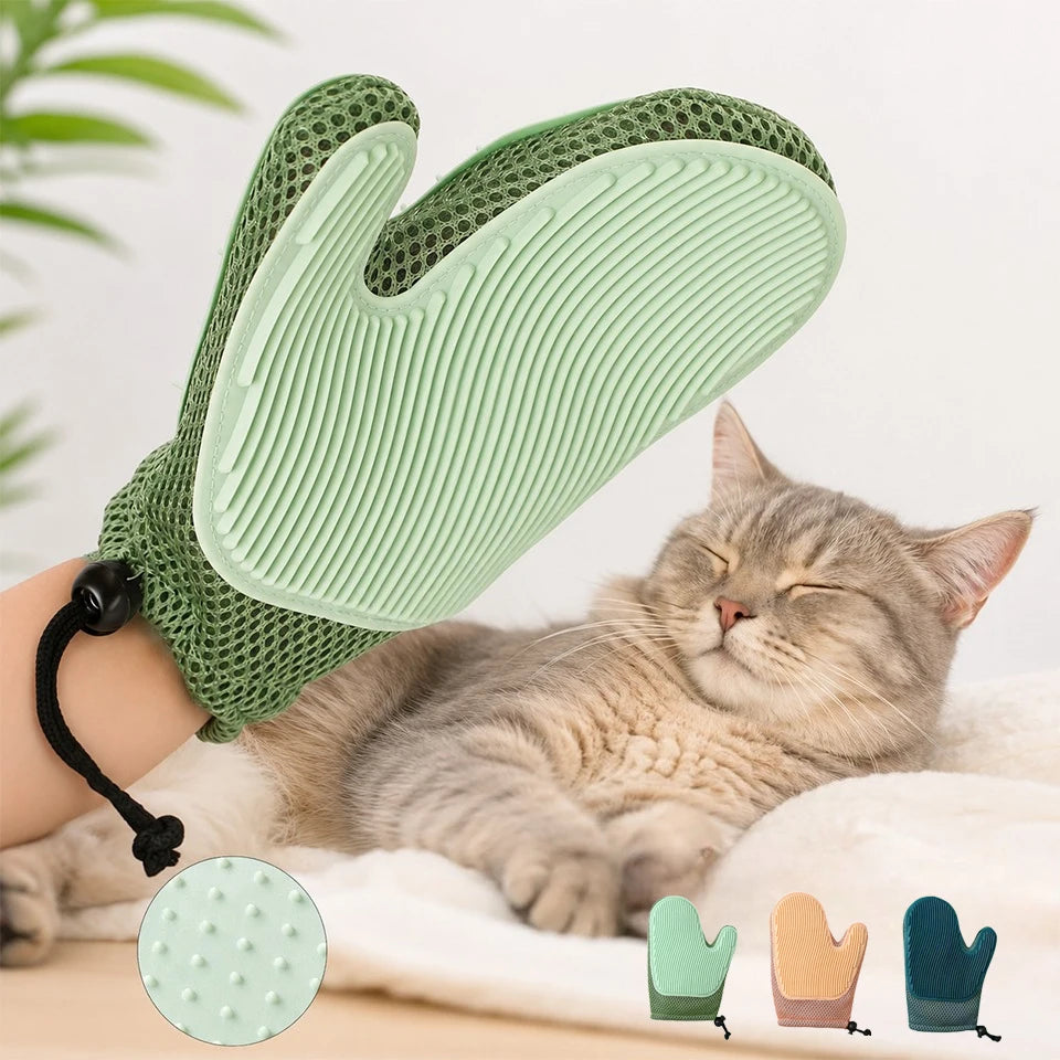 Guante Quitapelos Mascotas ProGroom™ - Doble Cara de Silicona y Malla Transpirable
