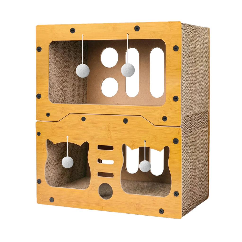Casa de Cartón y Sisal para Gatos - Mueble Rascador de 3 Niveles PawsCastle™