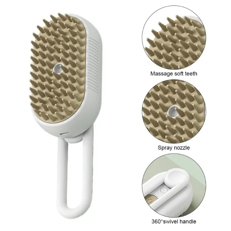 Cepillo de Vapor Mascotas Ultrasónico 3 en 1 SpaGlow™ (Desinfecta, Peina y Relaja)