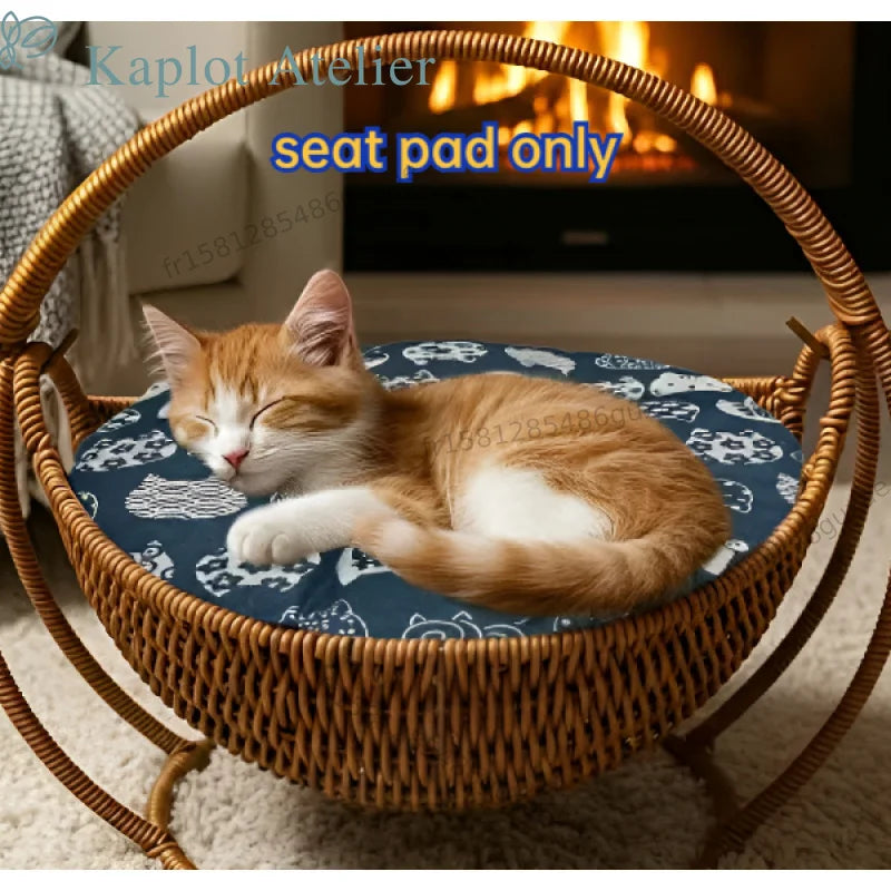 Cama Redonda Universal para Mascotas para Todas las Estaciones, Colchoneta Suave y Cómoda para Gatos, Cojín Portátil Duradero y Resistente a los Arañazos para Uso en Interiores y Exteriores