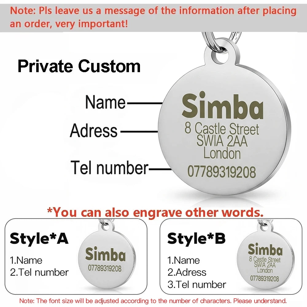 Placa Personalizada Brillante PawsID™ para Perros y Gatos - Grabado Gratis y Antipérdida