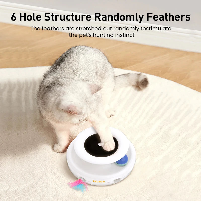Juguete Robótico Inteligente para Gatos ROJECO™ 2 en 1 - Con Plumas y Bola Automática