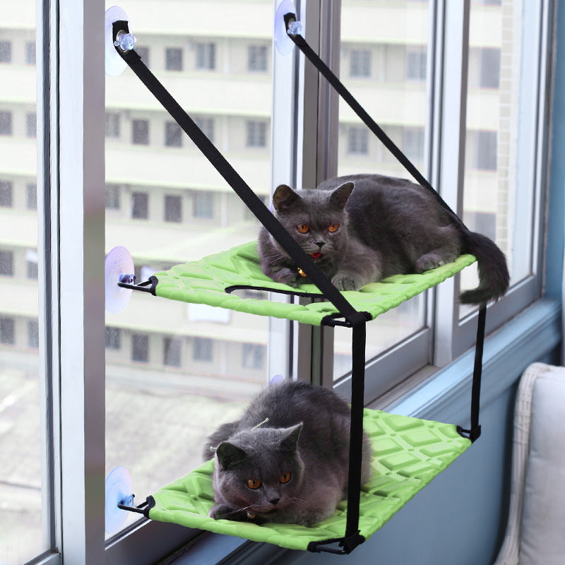 Hamaca para Gatos Montada en Ventana con Ventosas (Simple/Doble)