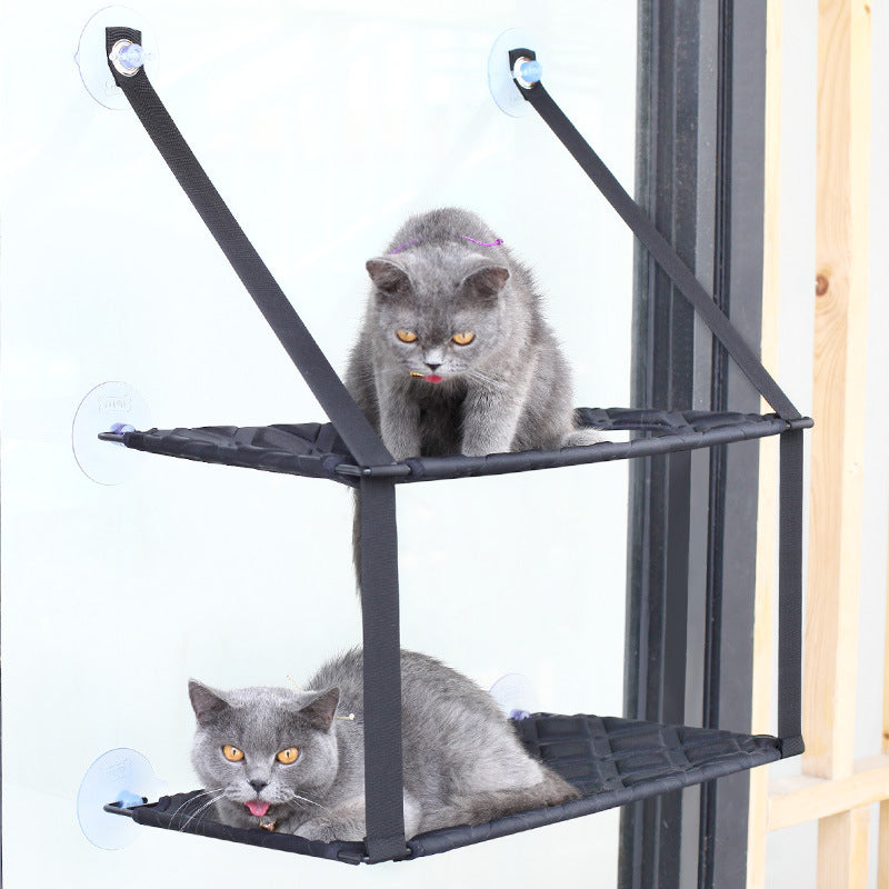 Hamaca para Gatos Montada en Ventana con Ventosas (Simple/Doble)